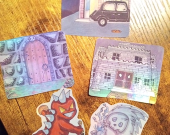 NES games Deja Vu, Shadowgate, Uninvited holographic stickers