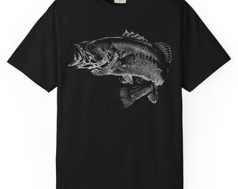 Largemouth Bass Unisex Garment-Dyed T-Shirt Vintage Angler Graphic Tee