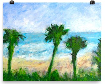 Art Poster Print "Three Palms" Archival 189 GSM Paper Posters Beatiful Art Print