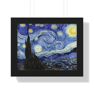 Starry Night Framed Poster, Van Gogh Wall Art, Home or Office Decor, Vincent van Gogh Print, Artistic Gift