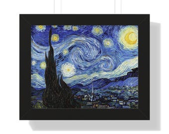 Starry Night Framed Poster, Van Gogh Wall Art, Home or Office Decor, Vincent van Gogh Print, Artistic Gift