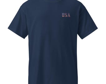 USA Embroidered Moisture-Wicking T-Shirt, Patriotic Athletic Tee, Breathable Performance Top for Men & Women