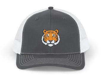 Tiger Face Embroidered Cap, Snapback Hat for Animal Lovers, Wildlife Lover Gift, Trendy Trucker Cap, Unique Embroidered