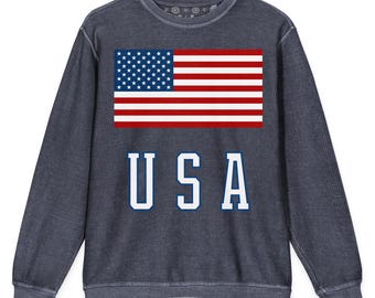 USA Flag Comfy Cord Women's Sweatshirt with Thumbholes