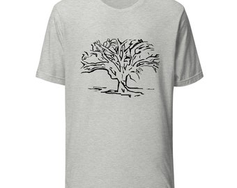 Unisex Adult T-shirt Gnarly Tree Line Art Nature Drawing
