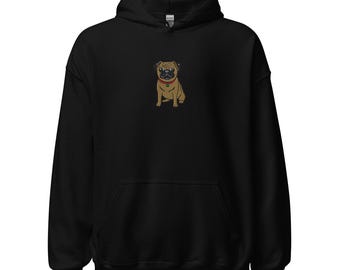 Pug Embroidered Unisex Hoodie