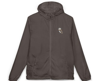 Barred Owl Windbreaker Jacket | Owl Nature Bird Illustration
