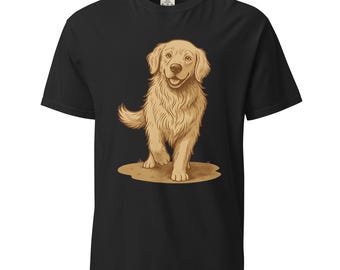 Golden Retriever T-Shirt – Vintage Dog Art Tee for Pet Lovers, Dog Owner Gift, Cute Golden Retriever Unisex garment-dyed heavyweight t-shirt