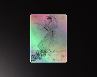 Holographic Monet Sketch sticker Lady with a Parasol