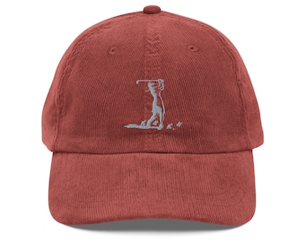 Lady Golfer Embroidered Vintage corduroy cap