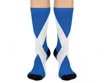 Scottish Saltire Cushioned Crew Socks | Scotland Flag Socks