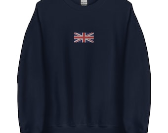 Sweatshirt Embroidered Union Jack England Flag Unisex Sweatshirt