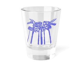Shot Glass, 1.5oz Warm Blue Palm Trees