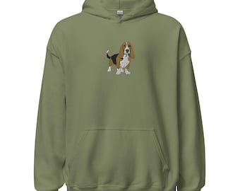 Basset Hound Embroidered Unisex Fleece Hoodie