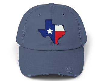 Texas State Shaped Flag Unisex Distressed Cap