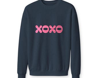 XOXO Hot Pink Mettalic Fleece Unisex Crewneck Sweatshirt