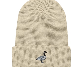 Plucky Honker Wild Goose Embroidered Bird Waffle Beanie | Cute Winter Hat for Outdoors & Wildlife Lovers