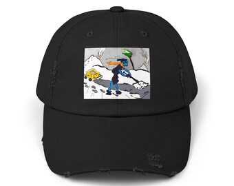Snowy Alien Ant Cap, Unique Distressed Winter Hat for Men & Women, Cozy Fashion Accessory