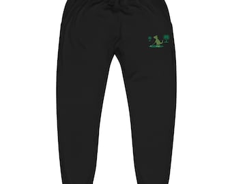 Dinosaur Golfer Sweatpants | Unisex Adult Embroidered Fleece Pants | Cute & Comfy Loungewear