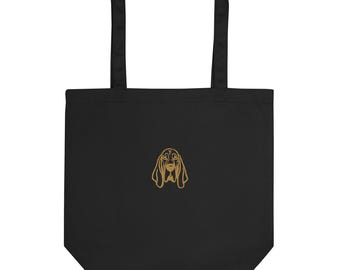 Hound Dog Embroidered Dog Eco Tote Bag | Reusable Shopping Bag for Dog Lovers | Gift for Pet Owners & Dog Moms