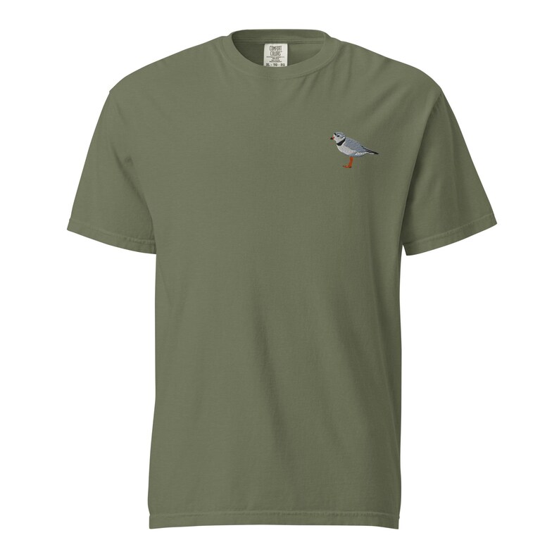 Piping Plover Embroidered Bird Unisex garment-dyed heavyweight t-shirt