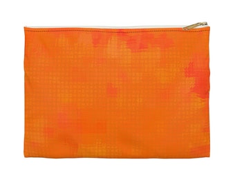 Zipper Accessory Pouch - Orange Makeup Bag, Flat Pencil Case & Organizer for Travel, School, or Daily Essentials