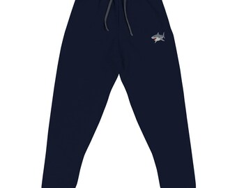 Great White Shark Embroidered Unisex Joggers | Comfortable Casual Pants for Men & Women | Trendy Streetwear Style for All