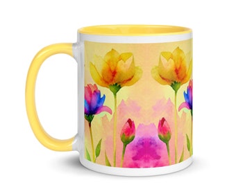 Water color Wildflower Mug with Color Inside