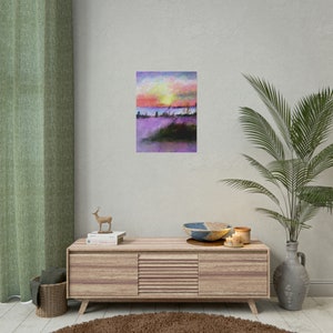 Summer Stroll Original Painting Coastal Sunrise Beach Art Poster