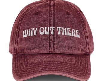Way Out There Embroidered Hat – Groovy Retro Vintage Cotton Twill Cap