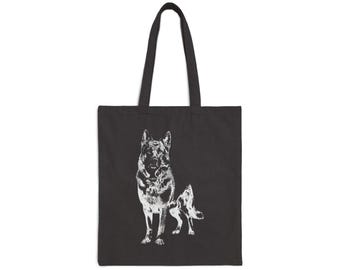 Vintage German Shepherd Cotton Canvas Tote Bag