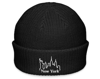 New York Skyline Embroidered Fisherman beanie