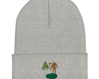 Cuffed Beanie Bigfoot Golfer Embroidered Unisex Adult Beanie