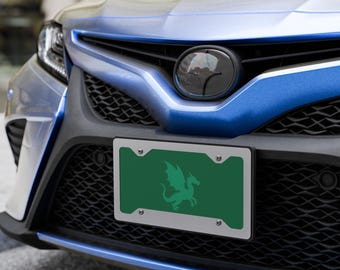 Green Dragon Vanity License Plate – Minimal Fantasy Aluminum Car Tag