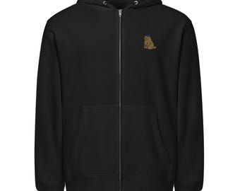 Groundhog Embroidered Full Zip Hoodie – 8.25oz Premium Heavyweight Fleece | Funny Groundhog Day Hoodie