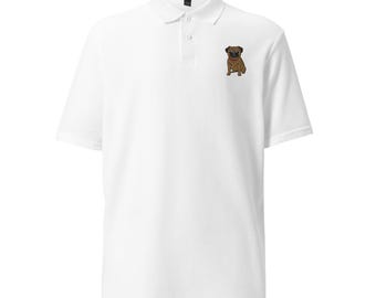 Charming Pug Embroidered Polo Shirt | Custom Unisex Pique Polo for Dog Lovers & Casual Style
