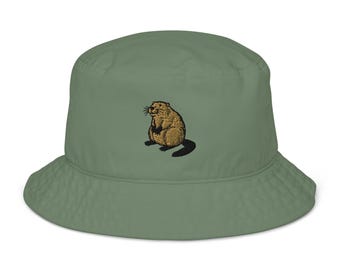 Beaver Embroidered Organic bucket hat