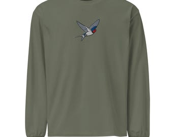 Swallow Embroidered Bird Premium heavyweight long sleeve shirt