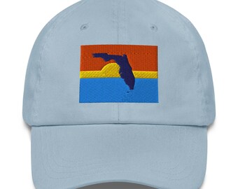 Florida Sunset Dad Hat – Retro Florida Sun & Sea Embroidered Cap