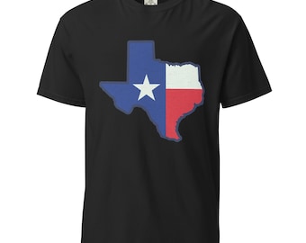 Texas Flag T-Shirt Unisex Heavyweight Garment-Dyed Tee Graphic Cotton Top