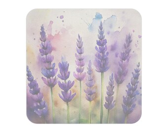 Lavender Flowers Coasters, Floral Drink Coasters, Pulp Board Coasters, Set of 50, Party Decor, Hostess Gift