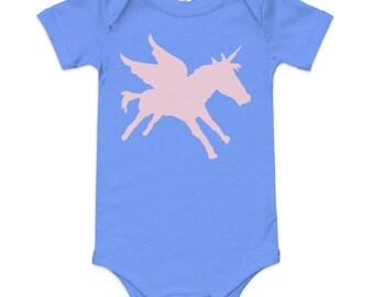 Cute Winged Pink Unicorn Baby Bodysuit, Comfy Short Sleeve Romper, Ideal Newborn & Infant Gift