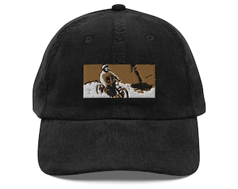 Fly Motorcycle Ride Embroidered Vintage corduroy cap