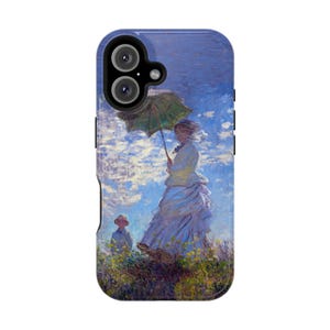 Femme avec une ombrelle Monet Coque de portable compatible MagSafe pour iPhones 13-16 Monet