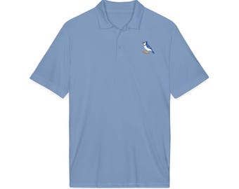 Blue Jay Polo Shirt Embroidered Songbird Performance Unisex