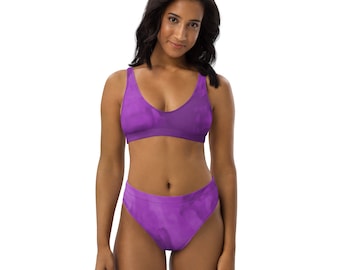 Deep Orchid Abstract Recycled high-waisted bikini