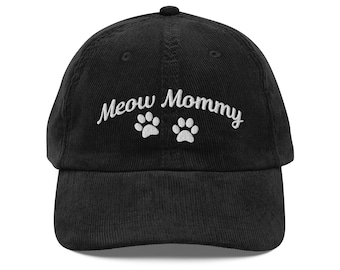 Meow Mommy Embroidered Vintage corduroy cap