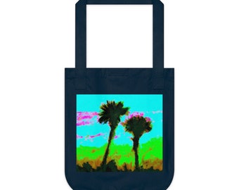 Tote Bag "Twilight Palms' Organic Canvas Tote Bag