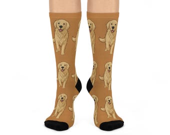 Golden Retriever Cushioned Crew Socks | Dog Pattern Crew Socks