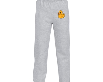 Yellow Rubber Duckie Sweatpants for Kids | Heavy-Weight Cozy Lounge Pants | Adorable Duck Design for Playtime & Relaxation